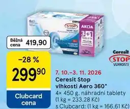 Tesco Ceresit Stop vlhkosti Aero 360°, 4x 450 g, náhradní tablety nabídka