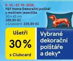 Tesco F&F Home Dekorační polštář s motivem jezevčíka, 30 x 45 cm nabídka