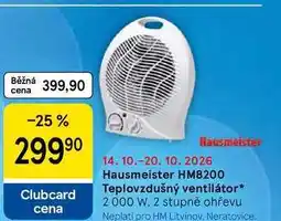 Tesco Hausmeister HM8200 Teplovzdušný ventilátor, 2000 W. 2 stupně ohřevu nabídka