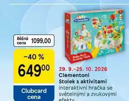 Tesco Clementoni Stolek s aktivitami interaktivní hračka se světelnými a zvukovými efekty nabídka