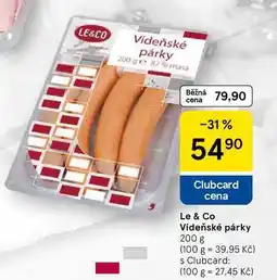 Tesco Le & Co Vídeňské párky nabídka
