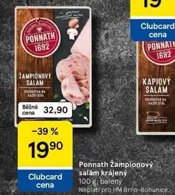Tesco Ponnath Žampionový salám krájený, 100 g, balený nabídka