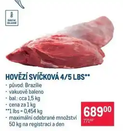 Makro Hovězí svíčková 4/5 lbs nabídka