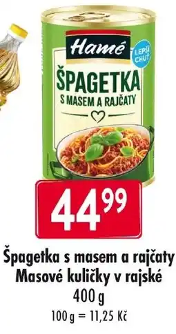 Qanto Hamé špagetka s masem a rajčaty nabídka