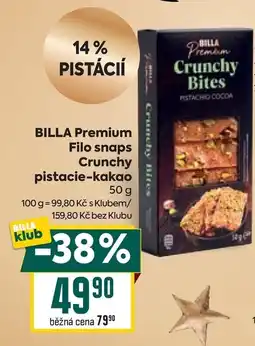 Billa Billa premium filo snaps crunchy pistacie-kakao nabídka