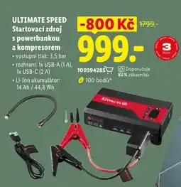 Lidl Ultimate Startovací zdroj s powerbankou a kompresorem nabídka