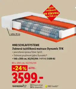 Lidl Hn8 schlafsysteme 7zónová taštičková matrace dynamic tfk nabídka