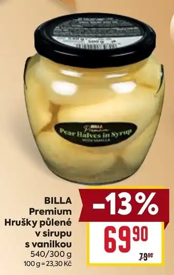 Billla premium hrušky půlené v sirupu s vanilkou