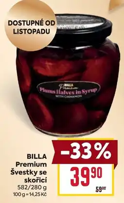 Billa Billla premium švestky se skořicí nabídka