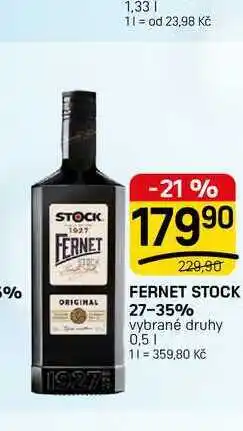 Flop FERNET STOCK 27-35% vybrané druhy nabídka