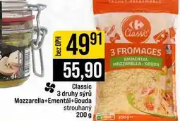 Jip Classic 3 druhy sýrů Mozzarella+Ementál+Gouda strouhaný 200 g nabídka