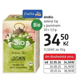 dm drogerie Dmbio zelený čaj s jasminem nabídka