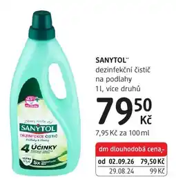 dm drogerie Sanytol dezinfekční čistič na podlahy nabídka