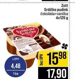 Jip Zott Srdíčko pudink čokoláda+vanilka 4x125 g nabídka