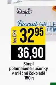 Jip Simpl polomáčené sušenky v mléčné čokoládě nabídka