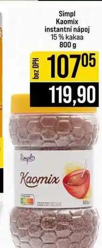 Jip Simpl Kaomix instantní nápoj 15% kakaa nabídka