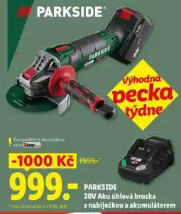 Lidl PARKSIDE 20V Aku úhlová bruska s nabíječkou a akumulátorem nabídka