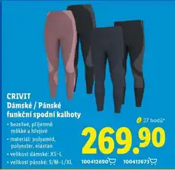 Lidl CRIVIT Dámské / Pánské funkční spodní kalhoty nabídka