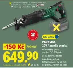Lidl PARKSIDE 20V Aku pila ocaska nabídka