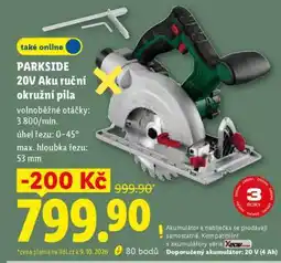 Lidl PARKSIDE 20V Aku ruční okružní pila nabídka