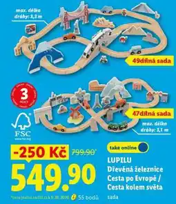 Lidl LUPILU Dřevěná železnice Cesta po Evropě / Cesta kolem světa nabídka