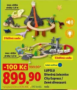 Lidl LUPILU Dřevěná železnice City Express / Země dinosaurů nabídka