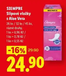 Lidl SIEMPRE SLIPOVÉ VLOŽKY S ALOE VERA nabídka