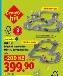 Lidl LUPILU Dřevěná stavebnice Město / Závodní dráha nabídka