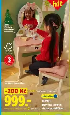 Lidl LUPILU Dřevěný toaletní stolek se stoličkou nabídka