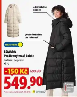 Lidl ESMARA Prošívaný Maxi Kabát nabídka