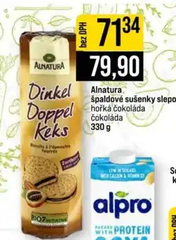 Jip Alnatura špaldové sušenky slepá hořká čokoláda nabídka