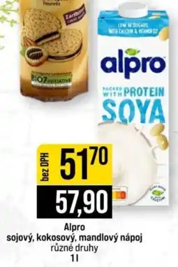 Jip Alpro sojový, kokosový, mandlový nápoj nabídka