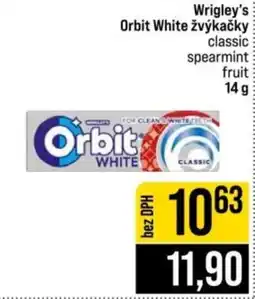 Jip Wrigley's Orbit White žvýkačky classic spearmint fruit nabídka