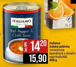 Jip Italiamo italská polévka minestrone špenátová s olivami paprika&chilli nabídka