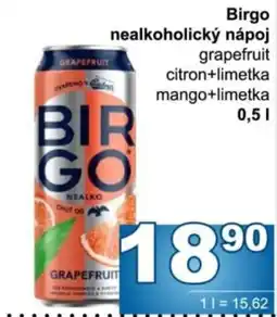 Jip Birgo nealkoholický nápoj grapefruit citron+limetka mango+limetka nabídka