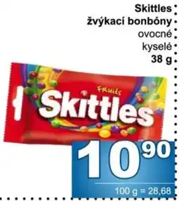 Jip Skittles žvýkací bonbóny ovocné kyselé nabídka