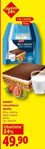 Lidl SONDEY Lískooříškové oplatky nabídka