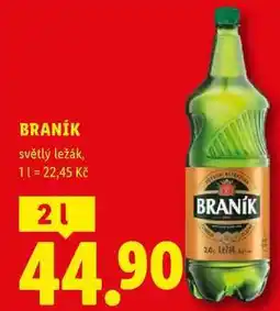 Lidl BRANÍK, světlý ležák, 21 nabídka