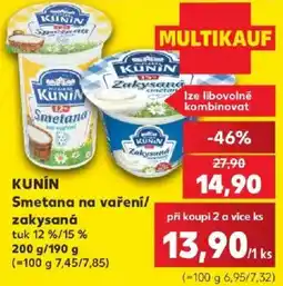 Kaufland Kunín Smetana na vaření/zakysaná nabídka