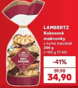 Kaufland Lambertz kokosové makronky v hořké čokoládě nabídka