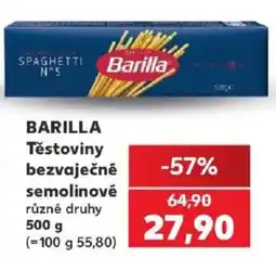 Kaufland Barilla těstoviny bezvaječné semolinové nabídka