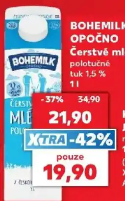 Kaufland Bohemilk čerstvé mléko polotučné nabídka