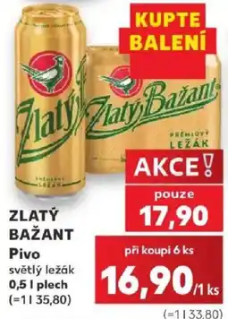 Kaufland Zlatý Bažant Pivo světlý ležák nabídka