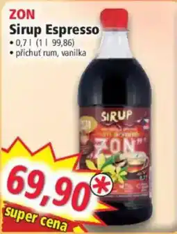 Norma ZON sirup espresso nabídka