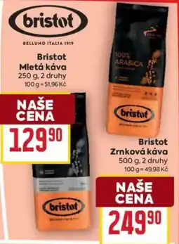 Billa Bristot mletá káva nabídka
