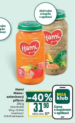 Billa Hami Maso-zeleninový příkrm nabídka