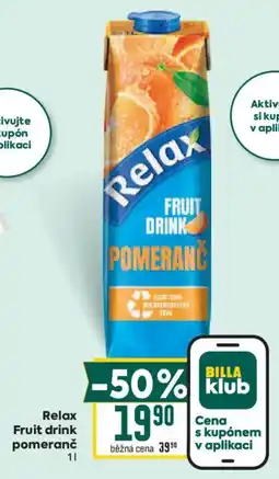 Billa Relax fruit drink pomeranč nabídka