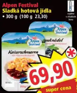 Norma Alpen Festival sladká hotová jídla nabídka