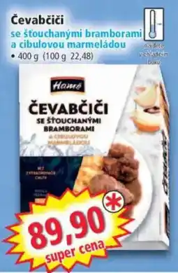 Norma Hama čevabčiči se šťouchanými bramborami a cibulovou marmeládou nabídka