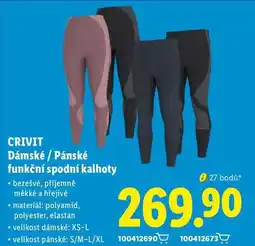 Lidl CRIVIT Dámské / Pánské funkční spodní kalhoty nabídka
